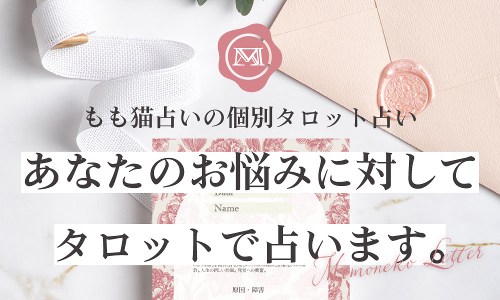 あなたのお悩みに対してタロットで占います。 もも猫占いのオリジナル個別タロット占い